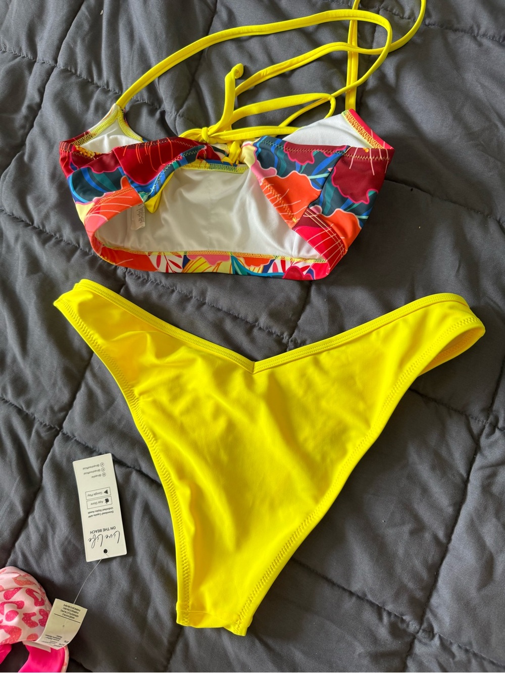 Cupshe Multi-Print Bikini Set - Pink Leopard, Blue Stars, Bright Yellow, Floral - Picture 6 of 9